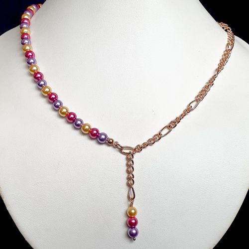 Olga Pearl Necklace Makes 3 bouquet rose gold necklace making kit — DIY set with beads and instructions for creating handmade jewelry
