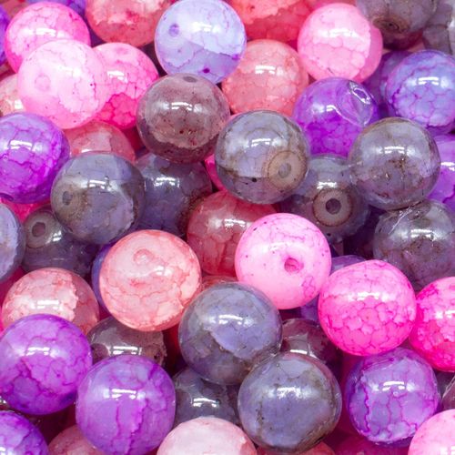 Cracked Earth Glass Beads   10mm Mixed 40pcs for jewellery making