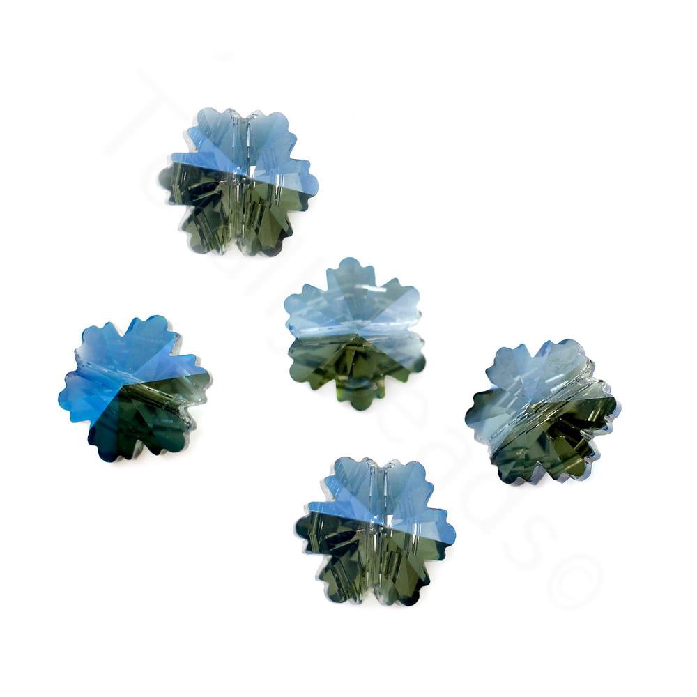 Crystal Snowflake Beads - Electric Blue 14x14mm 8pcs