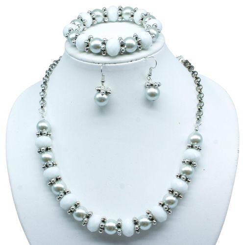 Chunky Crystal Pearl Jewellery silver haze jewelry making kit — DIY set with beads and instructions for creating handmade jewelry