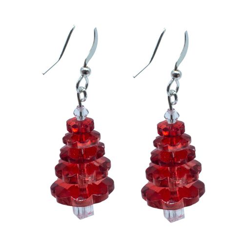 Margarita Christmas Tree Earrings Kit V2 ruby red earring making kit — DIY set with beads and instructions for creating handmade jewelry