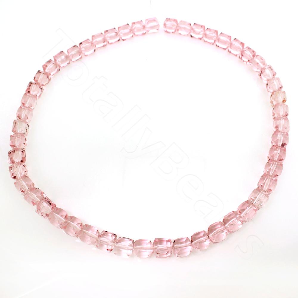 Faceted Glass Cube 8mm - Pink 45pcs