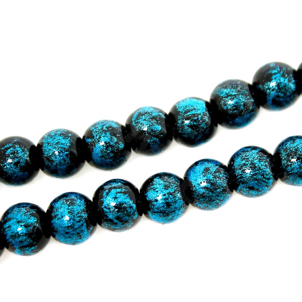 Glass Round Beads 8mm Brushed Shimmer - Arctic Blue