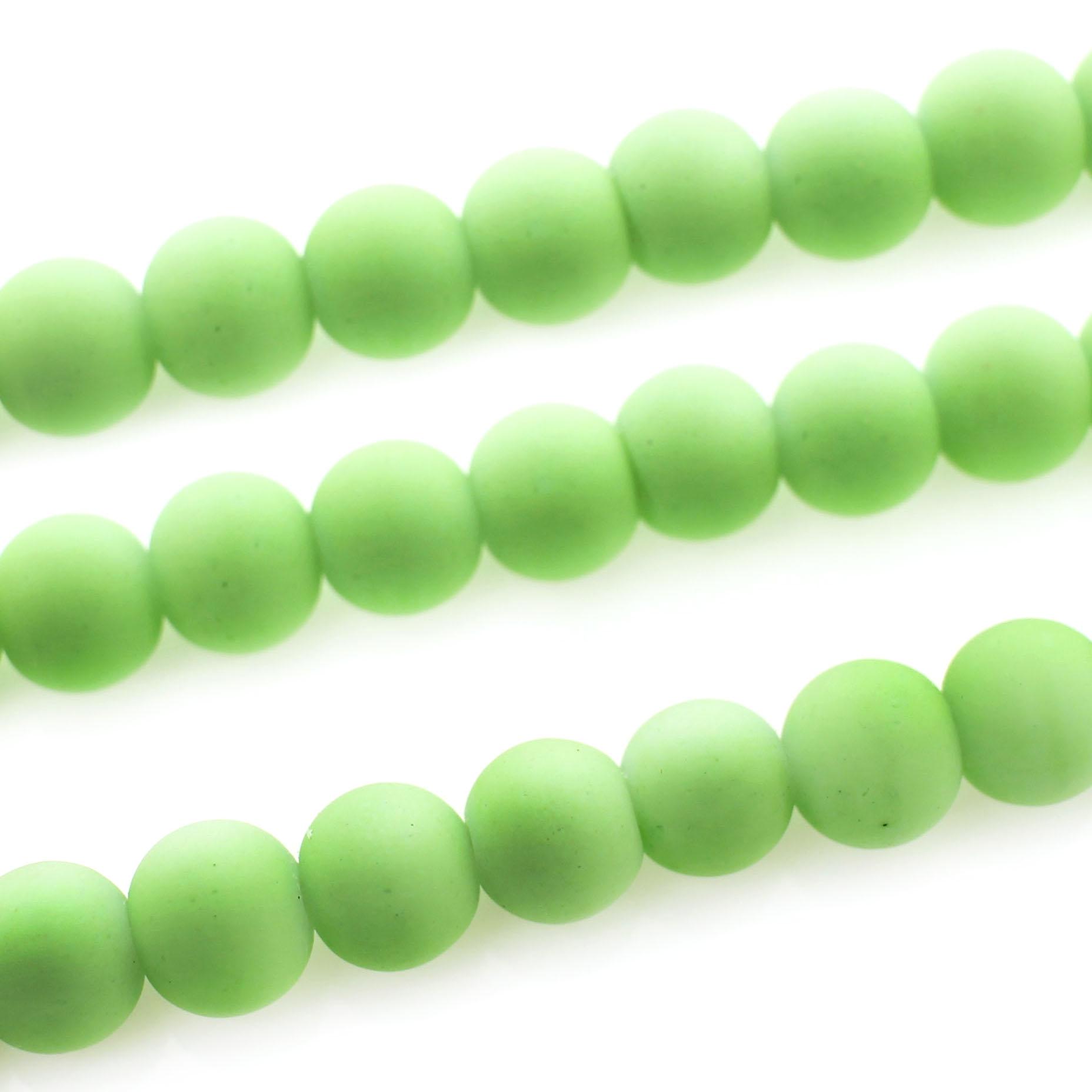 Soft Touch Glass Beads 6mm Round - Green GRADE B