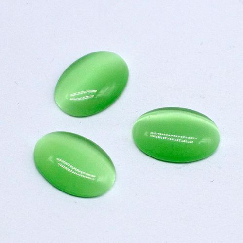 Cateye Oval Cabochon 14x10mm 1pc   Lime Green for jewellery making