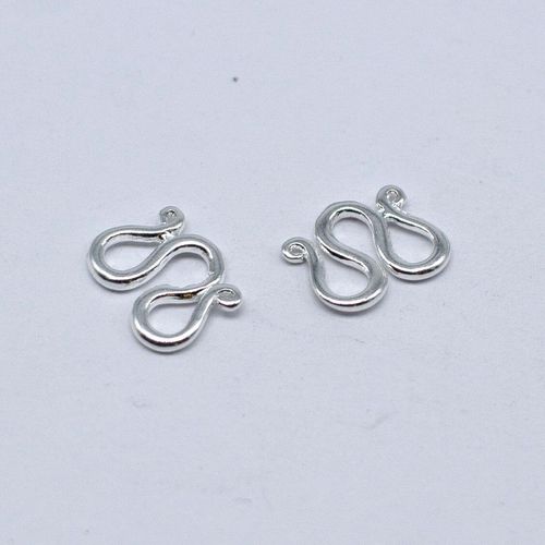 W Hook Clasp 10mm Silver with Loops   5pcs for jewellery making