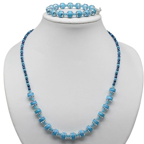 Calla Gemstone Jewellery Set blue howlite jewelry making kit — DIY set with beads and instructions for creating handmade jewelry