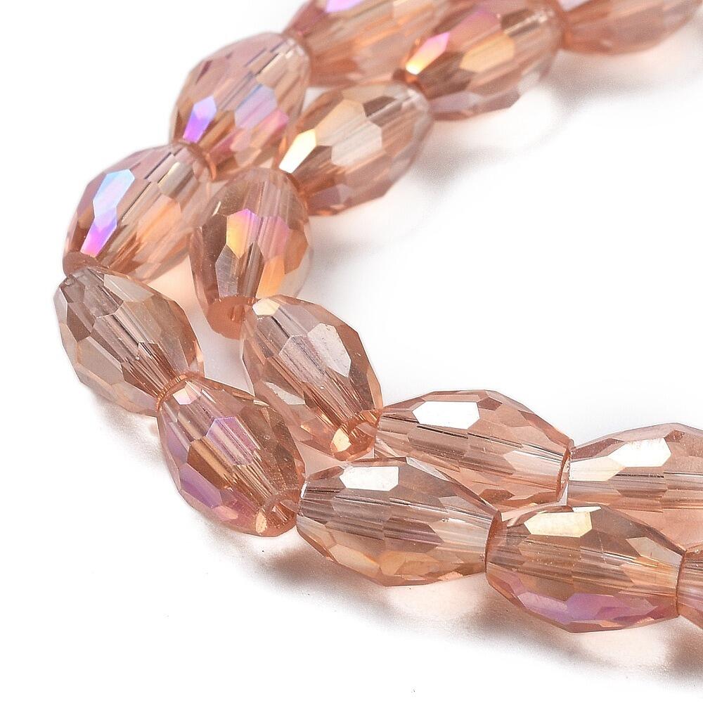 Crystal Rice Beads 8x6mm 50pcs   Salmon Pink for jewellery making