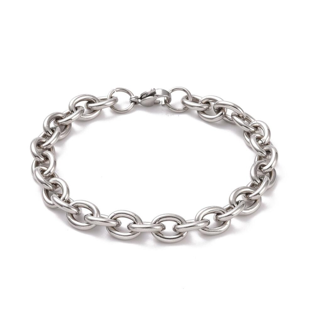 Stainless Steel Bracelet Chain 10x8mm Oval 7.5string for jewellery making