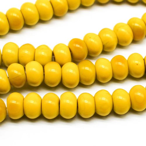 Glass Rondelle Beads 9x6mm   Yellow 15" string for jewellery making