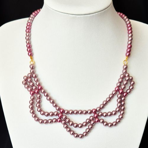 Honor Glass Pearl Necklace indian pink & mink necklace making kit — DIY set with beads and instructions for creating handmade jewelry