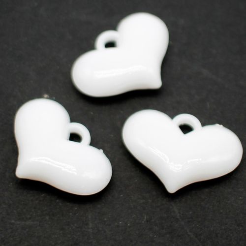 Acrylic Heart Charm 27mm White 1pc for jewellery making