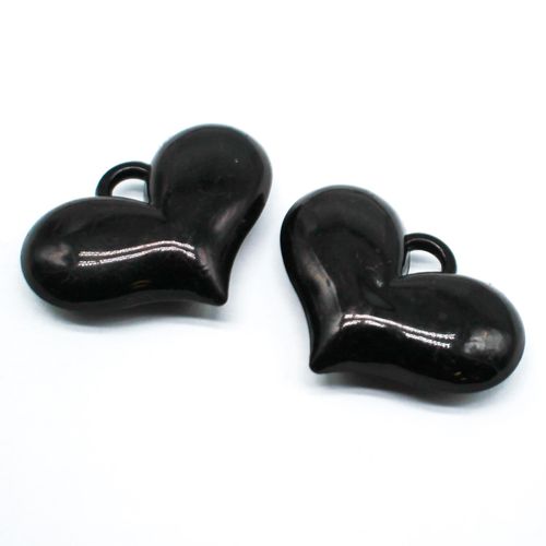 Acrylic Heart Charm 38mm Black 1pc for jewellery making