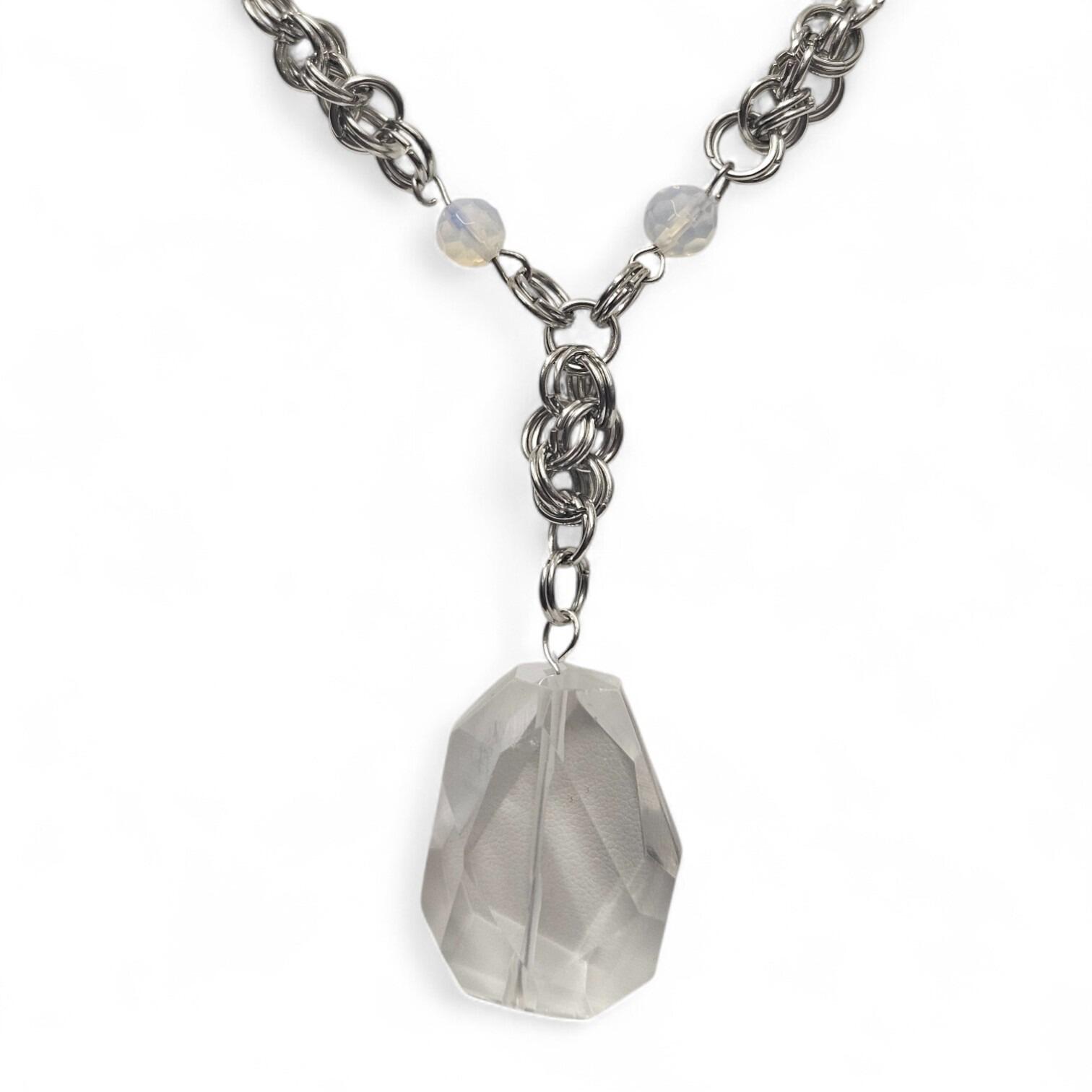 Volcano Chainmaille Necklace crystal necklace making kit — DIY set with beads and instructions for creating handmade jewelry