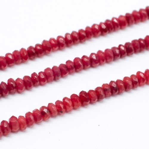 Agate Faceted Rondelle Beads 4x2mm Ruby Red 15" String for jewellery making