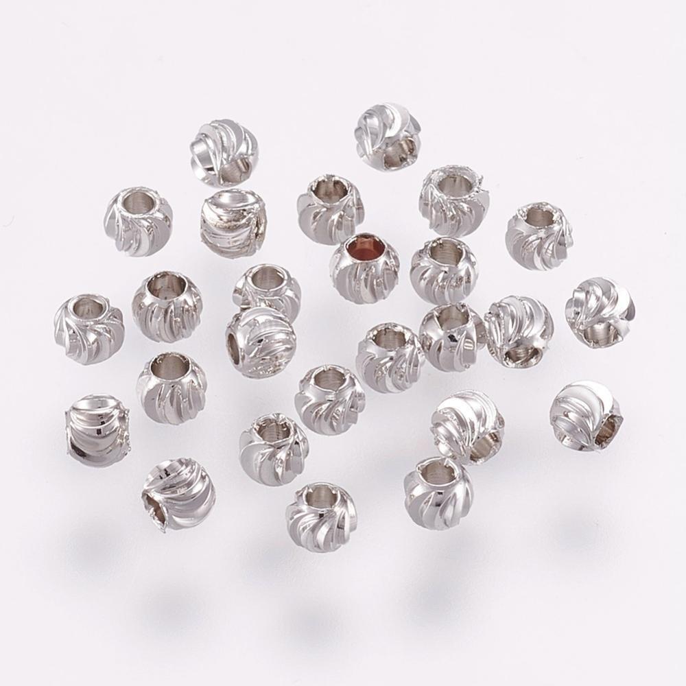 Brass Crescent Round Spacers 4mm Rhodium 30pcs for jewellery making