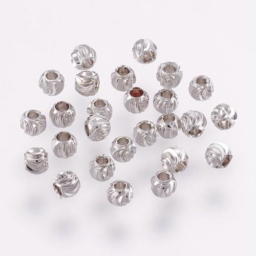 Brass Crescent Round Spacers 4mm Rhodium 30pcs for jewellery making