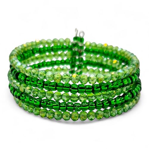Stacey Cuff Sparkle Bracelet emerald green bracelet making kit — DIY set with beads and instructions for creating handmade jewelry