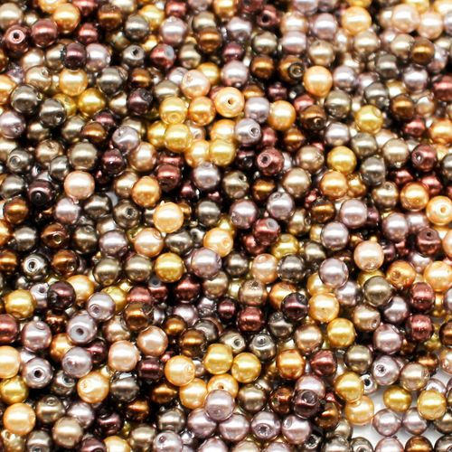 Glass Pearl Round Beads 4mm   Golden Autumn Mix 200pcs for jewellery making