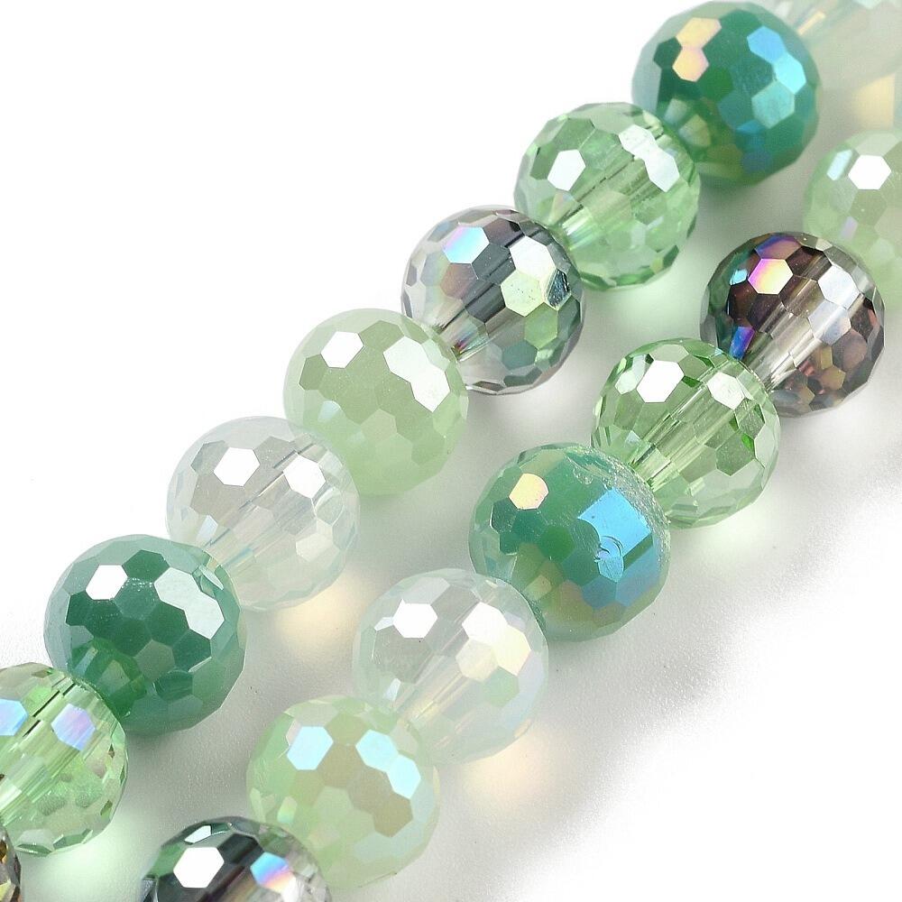 Crystal 96 Facet Round Beads 8mm   Green Mix for jewellery making