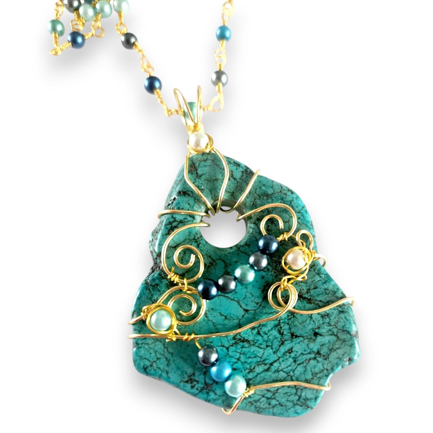 Turquoise Chunky Necklace Kit necklace making kit — DIY set with beads and instructions for creating handmade jewelry