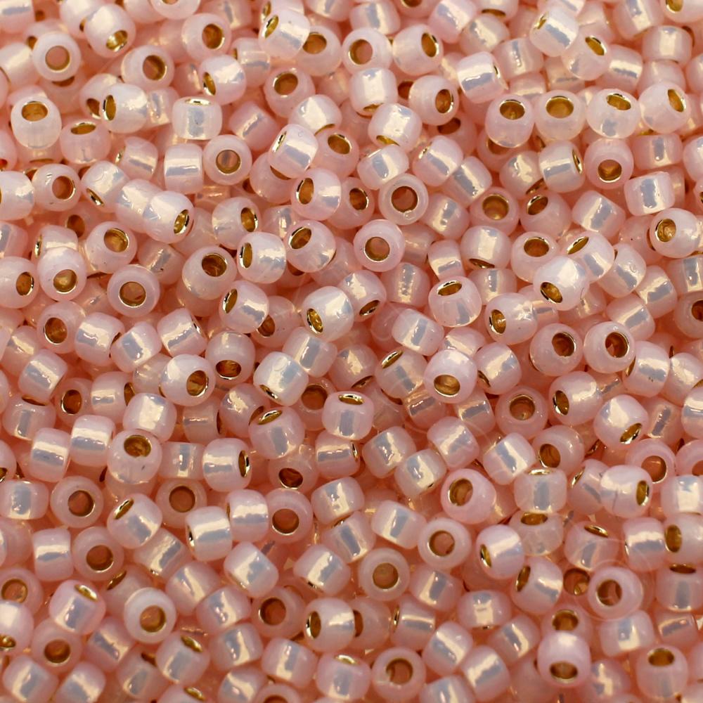 Toho Size 8 Seed Beads 10g -  PF Silver Lined Milky Soft Pink
