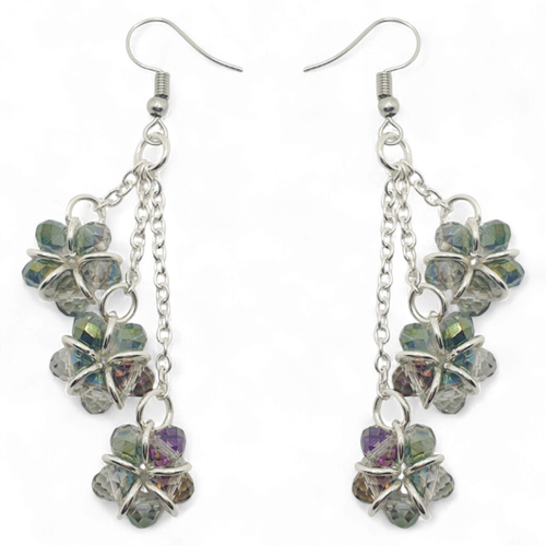 Belinda Crystal Earrings 3 Pairs   Rainbow Clear for jewellery making