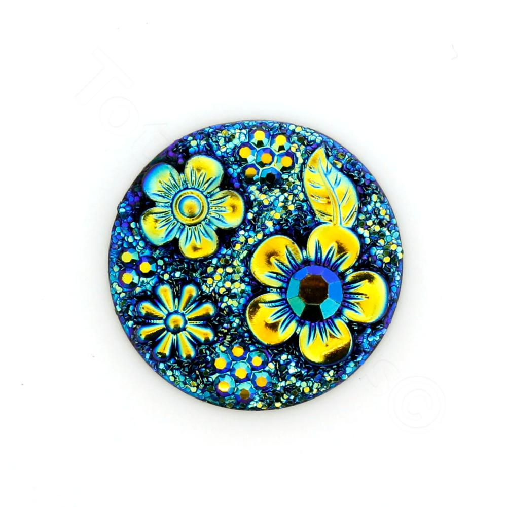 Acrylic Cabochon 20mm Disc - Flowers Iris