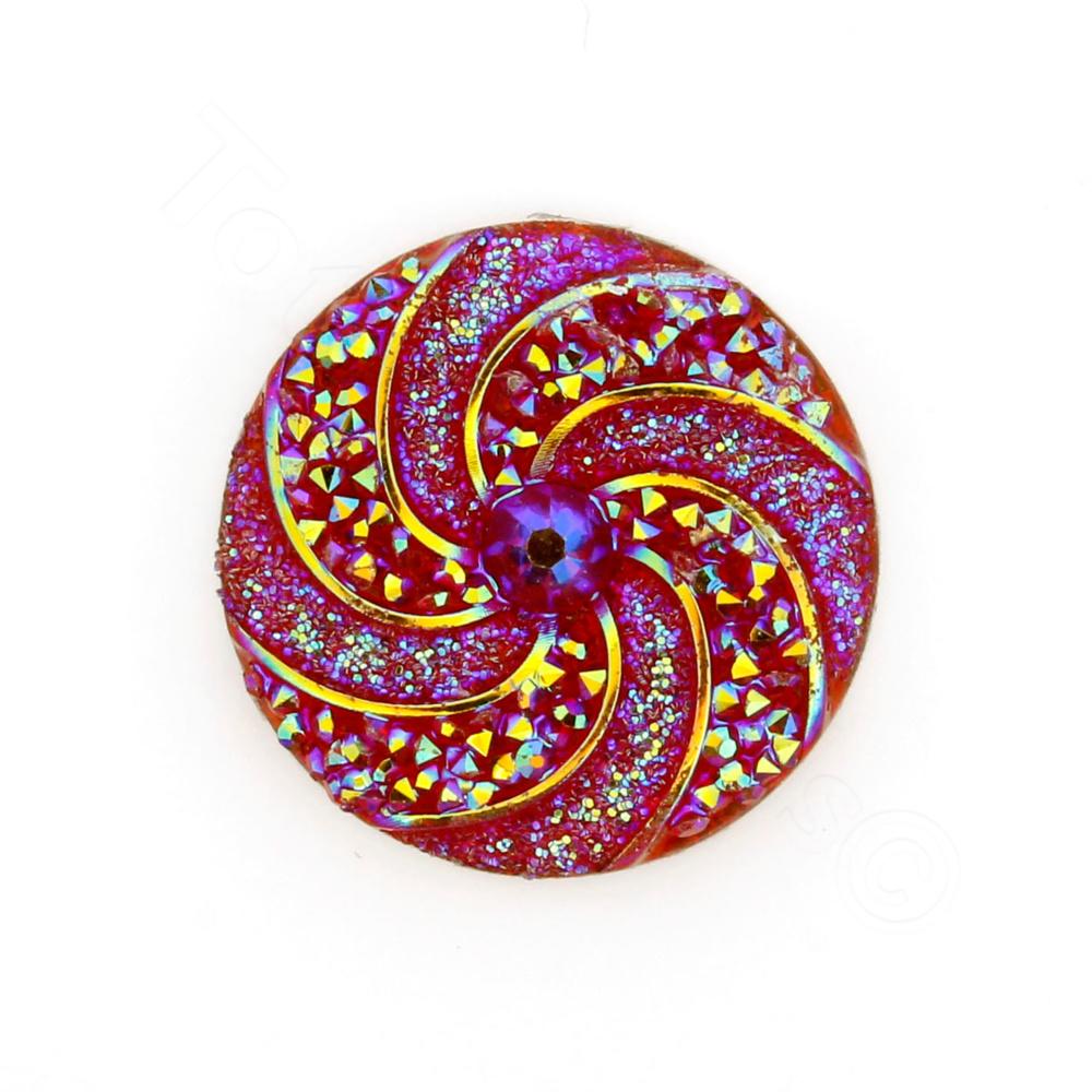 Acrylic Cabochon 20mm Disc - Spiral Red