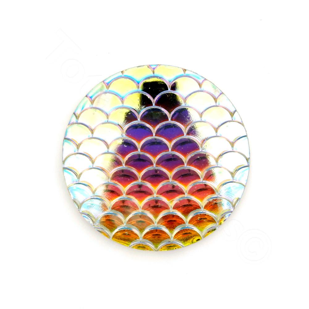 Acrylic Cabochon 30mm Disc - Scales White