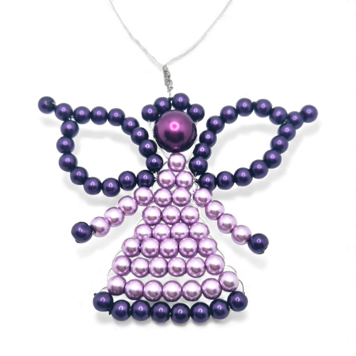 Beaded Angel Decorations   Purple 3mm for jewellery making