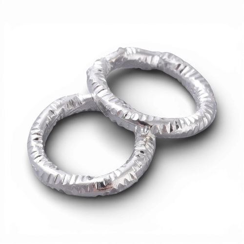Jump Rings Etched 8x1mm   Silver Plated 50pcs for jewellery making