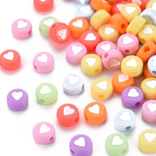 Acrylic Heart Beads   Flat Round Multicolour 6mm   400pcs for jewellery making