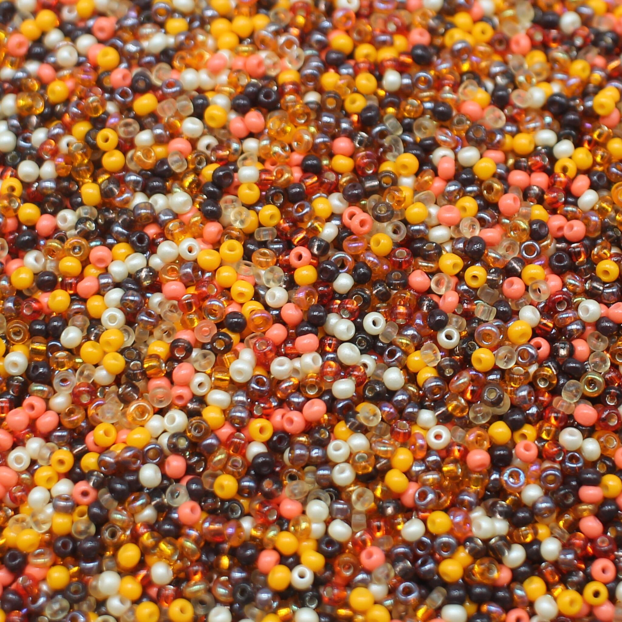FGB Seed Bead Mix Size 12 50g   Chocolate Orange 6mm for jewellery making