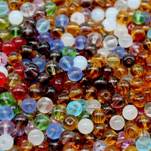 Glass Beads 6mm Round   Mixed Colours 300 Bead for jewellery making
