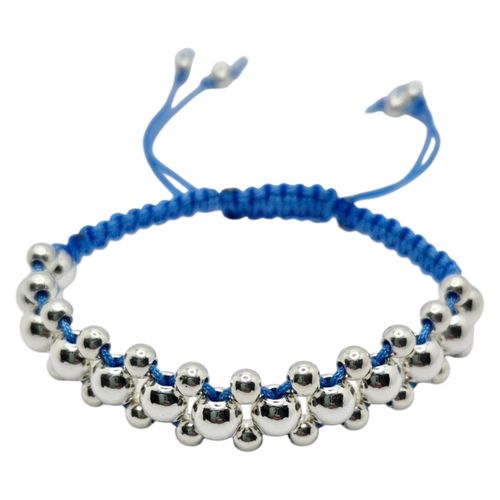 Jaynie Macrame Bracelets x5   Blue Silver 6mm for jewellery making