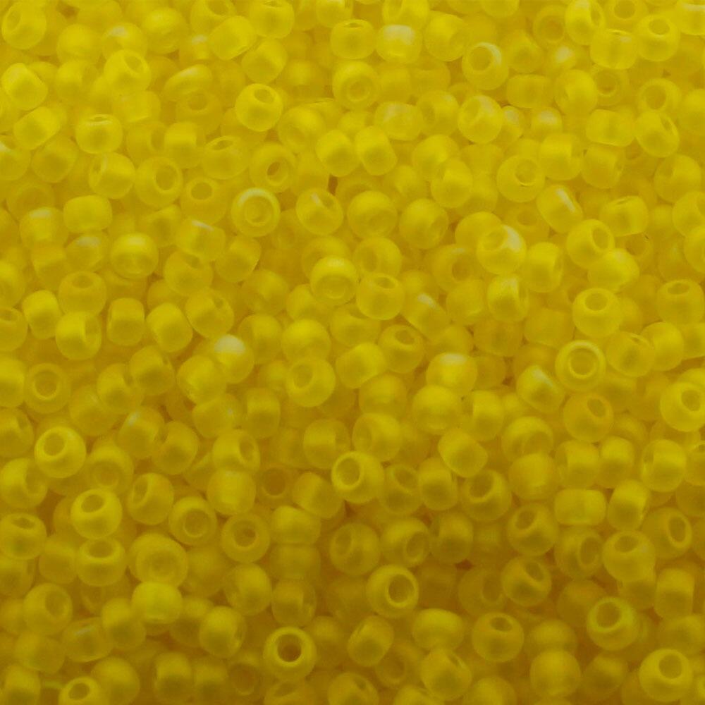 Toho Size 11 Seed Beads 10g   Trans Rainbow Frost Lemon 6mm for jewellery making