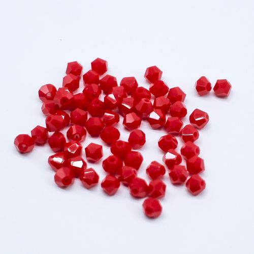 Prem. Crystal 4mm Bicone Beads 100pcs   Opaque Red for jewellery making