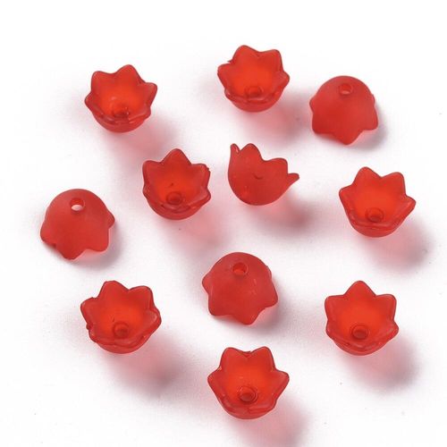 Acrylic Tulip Flower 10mm   Red 30pcs for jewellery making