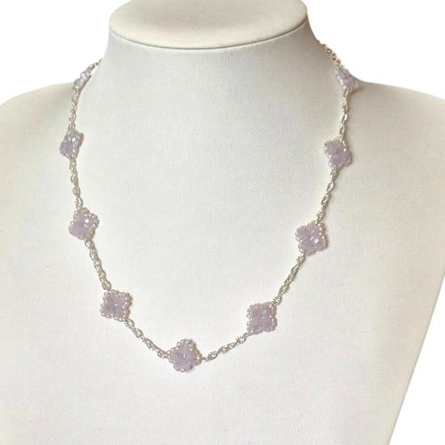 Beatrix Clover Necklace x2   Opal Violet for jewellery making