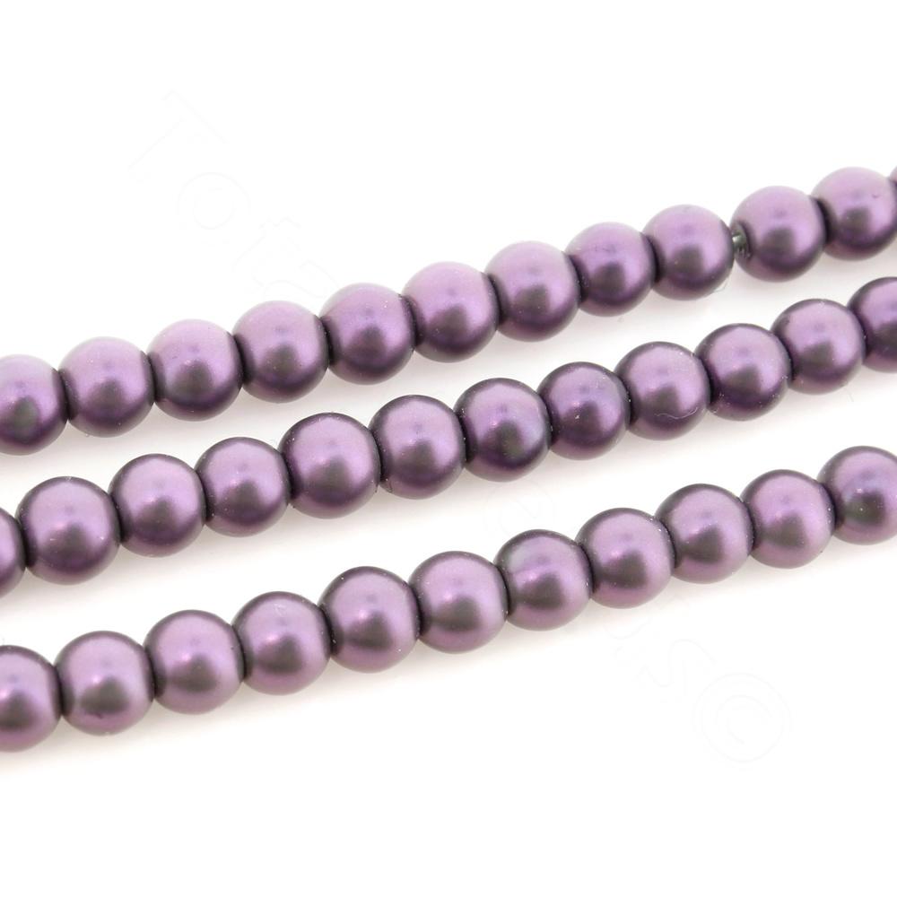 Satin Glass Pearl Round Beads 5mm - Lavender Mauve