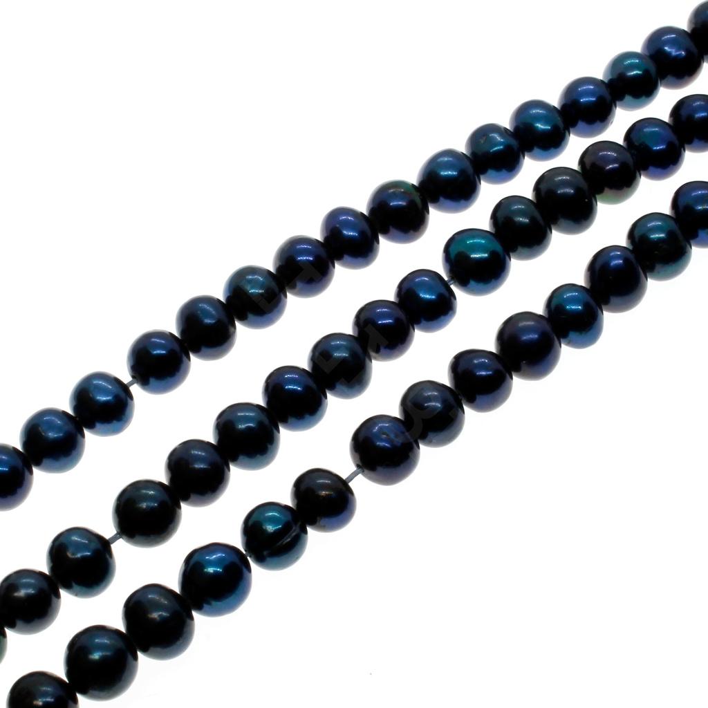 Freshwater Pearls 7-8mm Potato Petrol Blue - 14" String