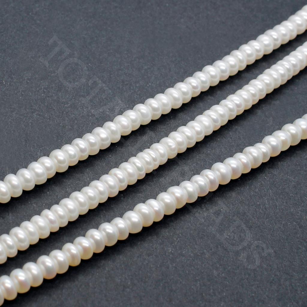 Freshwater Pearls 4mm Rondelle White - 14" String