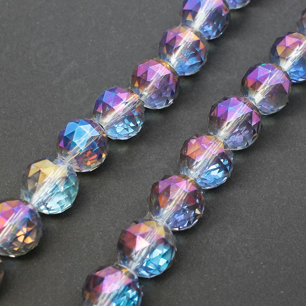 11mm Crystal Round Beads 25pcs - Purple Rainbow