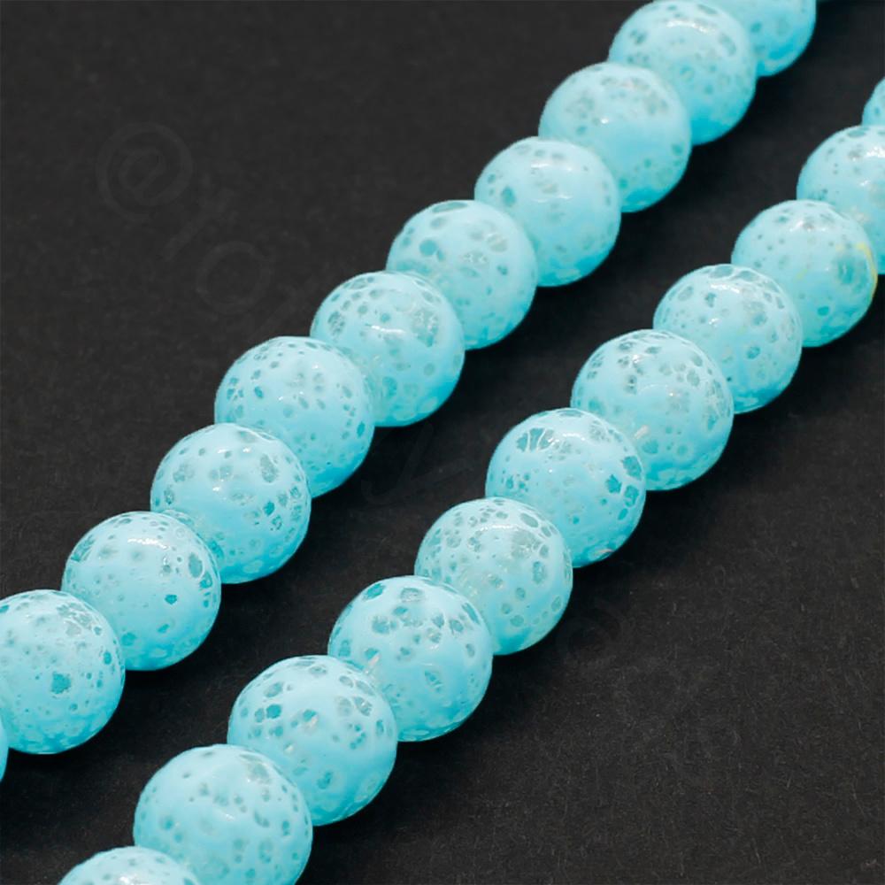 Speckled Glass Beads 6mm Round - Aqua