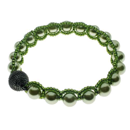 Elizabeth Bracelet pale olive bracelet making kit — DIY set with beads and instructions for creating handmade jewelry
