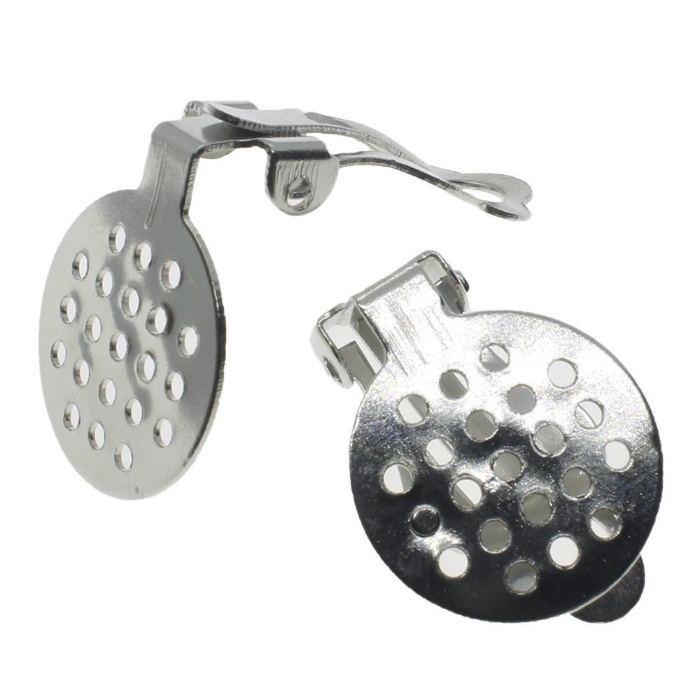Clip on Earring with Sieve 15mm 5 Pair - Rhodium