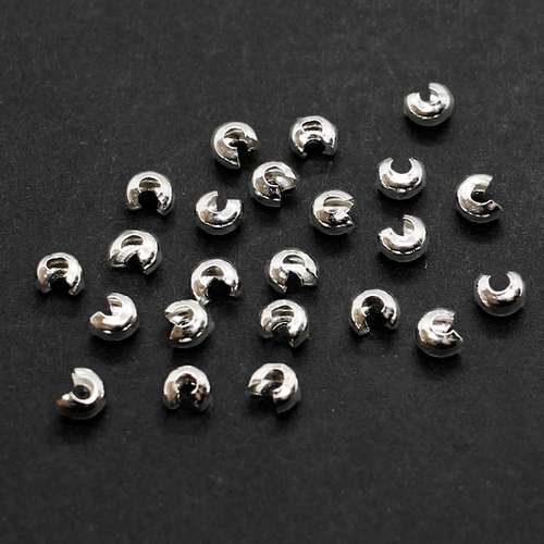 Crimp Covers 3mm (fit 2mm) 50pcs - Rhodium