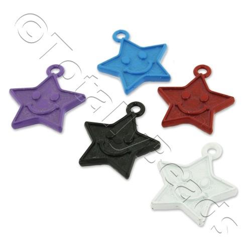 Metal Coloured Charms - 15x18mm - Star Mixed 18pcs