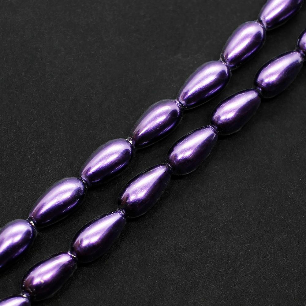 Glass Pearl Drop Beads 4x8mm - Dark Purple